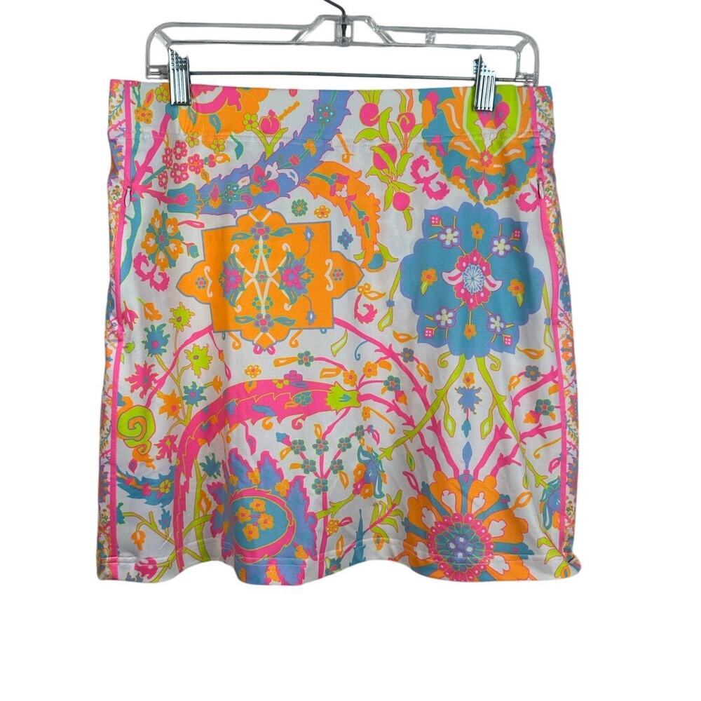 Gretchen Scott Jersey Skippy Skort M Watteau Paisley Tennis Golf Skirt Pockets